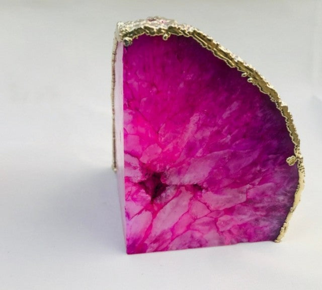 Agat Rosa Bokstøtter Gold Electroplated ( par )