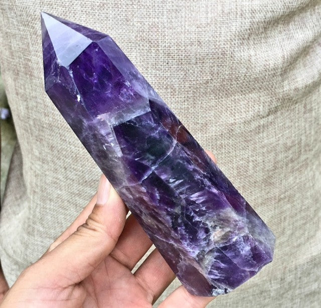 Store Ametyst Chevron TÅrnkrystaller ca. 15cm