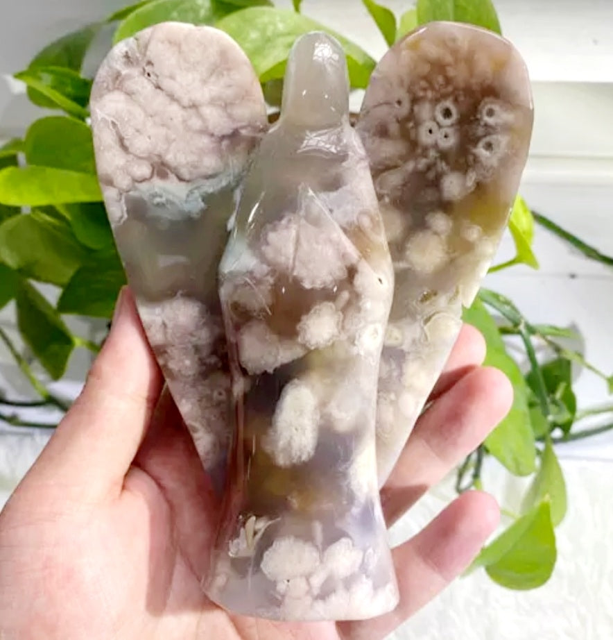 Stor og vakker Cherry Blossum Agat Engel, 15cm