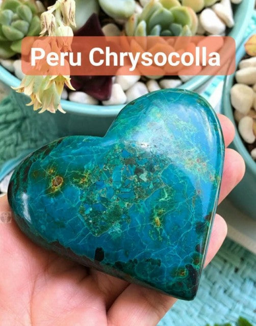 Vakkert og stort XL Chryscolla Hjertesten, 60x50mm