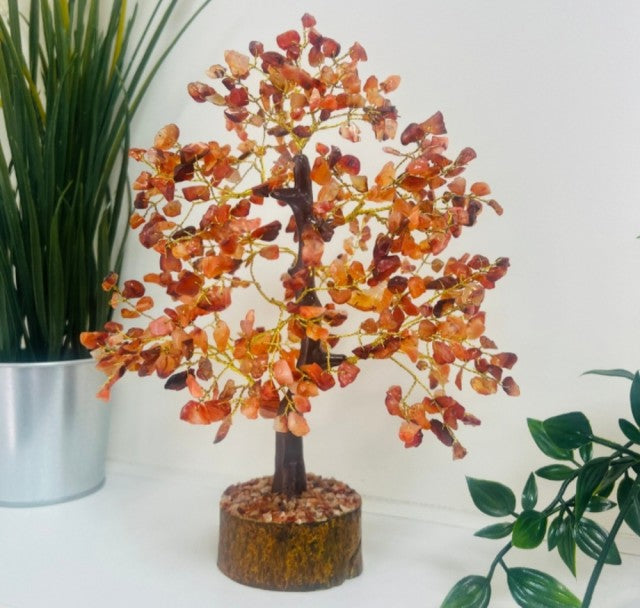 NYHET ! STORE FENG SHUI KRYSTALL LYKKETRE ... Karneol 25 - 30CM, 500 Chips Krystaller