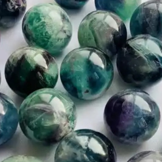 Vakre Fluorite Regnbue kuler 40mm