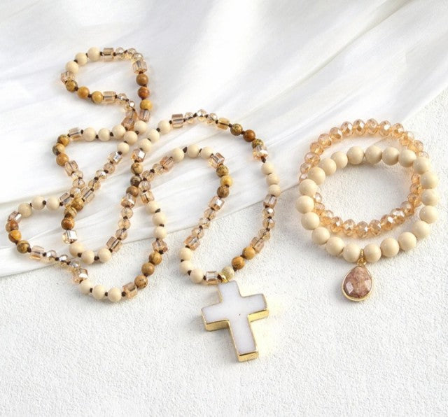 Nye 2025 Bohemian JASPER Design Smykkesett, Single Row Langt MALA Kjede og Dual Flexible armbÅnd