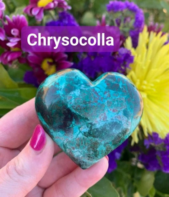 Vakkert og stort Large Chryscolla Hjertesten, 40x50mm