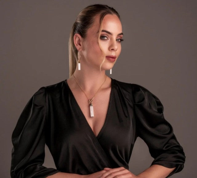 New 2025 Brazil Gem , Natural Rough Selenite Necklace, 18K/Gold Electroplated