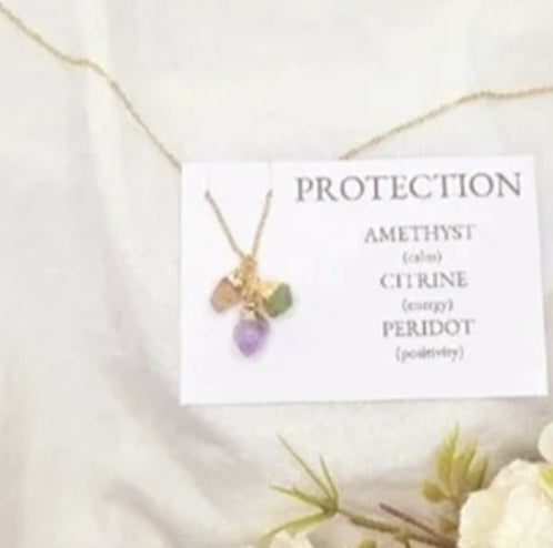 NYTT 3 PACK RAWSTONE KJEDER , PROTECTION ( Ametyst, Citrine, Peridot )