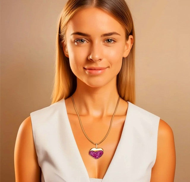 New 2025 Brazil Gem Pink Rhodonite Heart Shape Necklace & Earring Set 18K Gold Plated