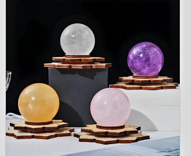 Ny, hÅndlaget Lotus Sphere Crystal Led Lamp - 50 - 55mm Rose Quartz