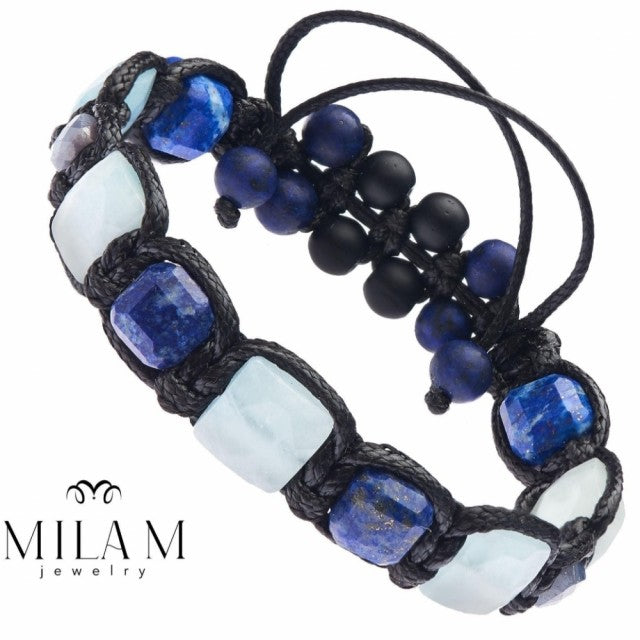 New 2025 Design / Trendy og Exclusivt Shambhala ArmbÅnd Cube Blue Aquamarine, Natural Sapphire, Lapis Lazuli, Unisex
