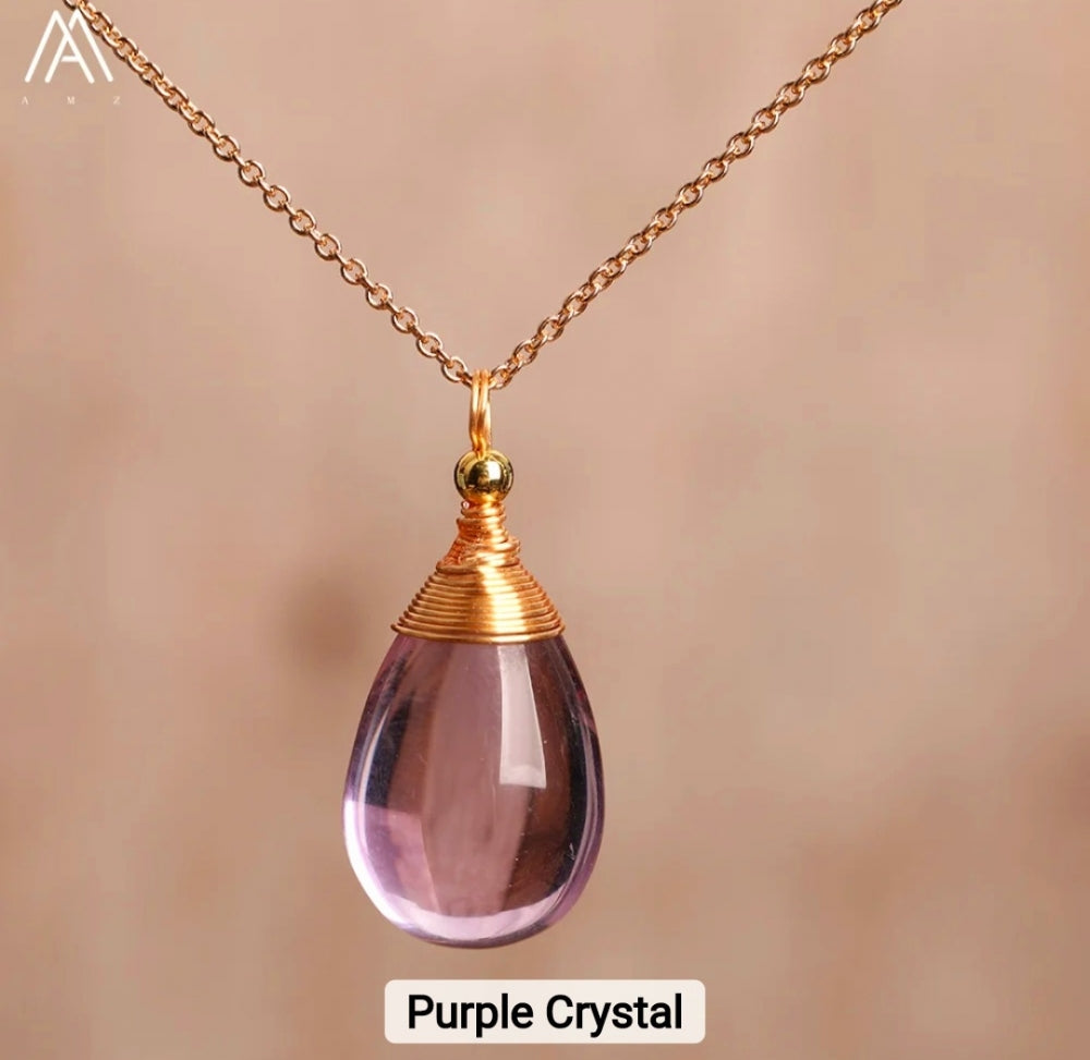 Supervakre AA kvalitet naturlig AMETYST DrÅpeanheng Gold plated m/kjede, ca. 25x15mm