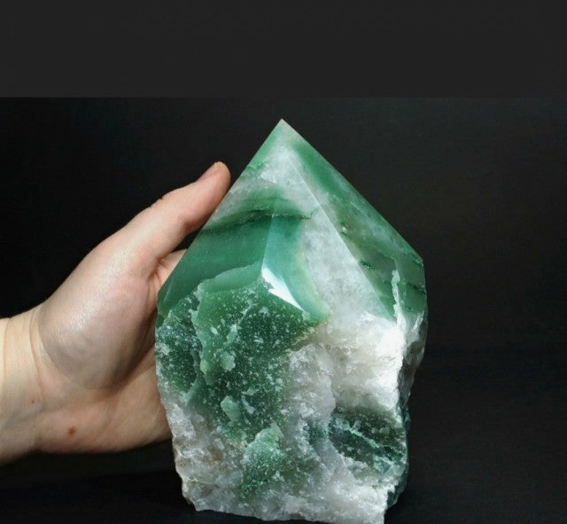 Stor Hvit og grønn naturlig RÅ Kvarts Tower Lampe fra Brasil