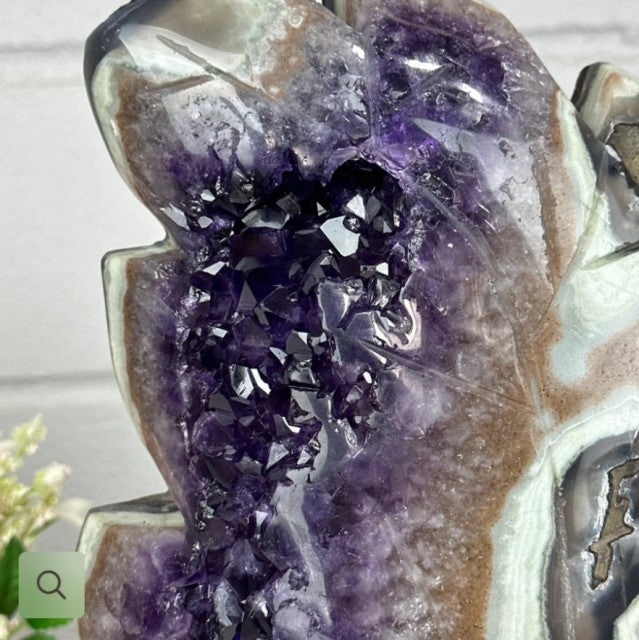 Unique Beautiful Uruguay Amethyst & Green Jasper Stone Leaf - AWS0882, 50x30cm