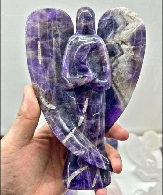 Ekstra stor og vakker XL Ametyst Chevron " Hjerteengel " , ca. 18cm