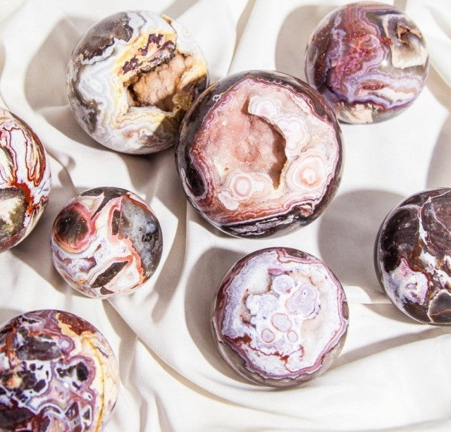 Natural Mexican Agate Geode Sphere, 70 - 80mm