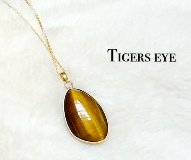 Nye, vakre Tigerøye Designkjeder, Gold Electroplated - 30x20mm Tear Drop Design