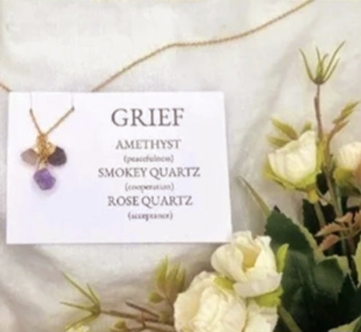 NYTT 3 PACK RAWSTONE KJEDER , GRIEF ( Ametyst, Smokey Quartz, Rose Quartz )