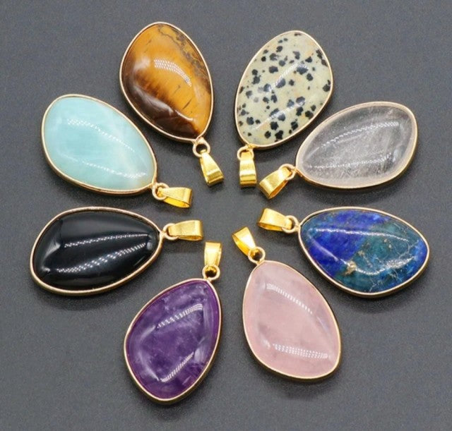 Nye, vakre Rose Quartz Designkjeder, Gold Electroplated - 30x20mm Tear Drop Design