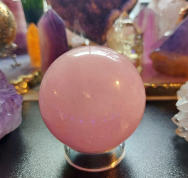 Vakker Rosenkvarts Sphere krystallkule medium , ca. 50-60mm...