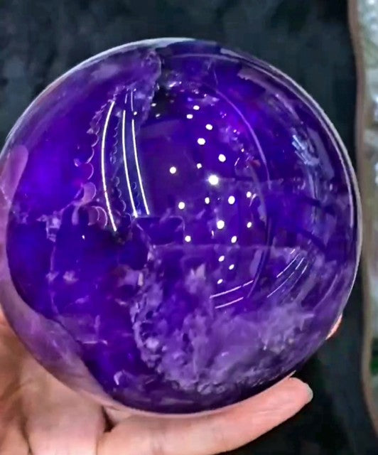 XL Extra High Quality Brazilian dark & clear Amethyst Sphere, 100mm