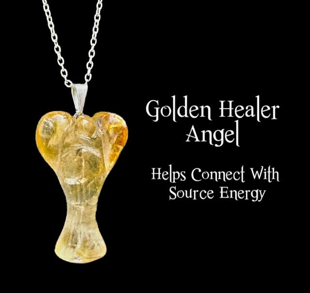 Nye, hÅndlagede Golden Healer Angel Anheng m/kjede , Silverplated..