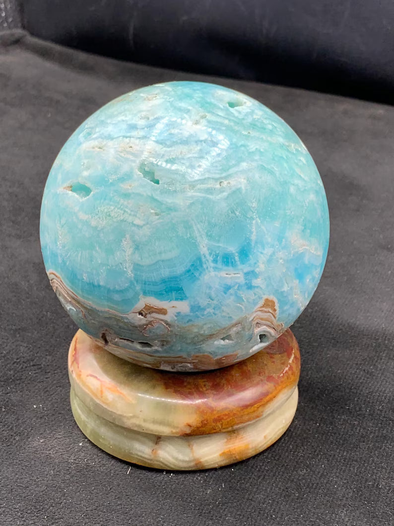 9cm Blue Aragonite Sphere – Natural Crystal Healing Stone