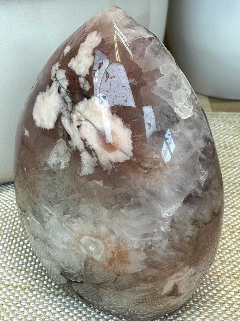 Vakker Flower Agate Mountain | Blossom Summit Flame Geode, ca. 10x7.5cm - 465gram