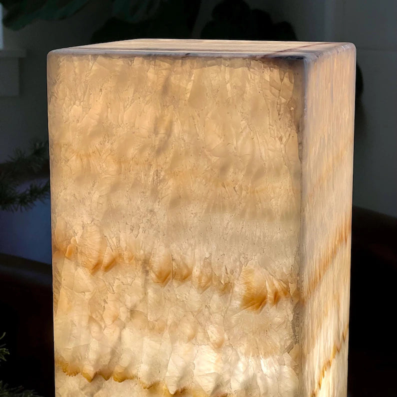 Warm Honey Mexican Onyx Lamp – XL Size 40x15x15cm... Handcrafted Stone Accent Light