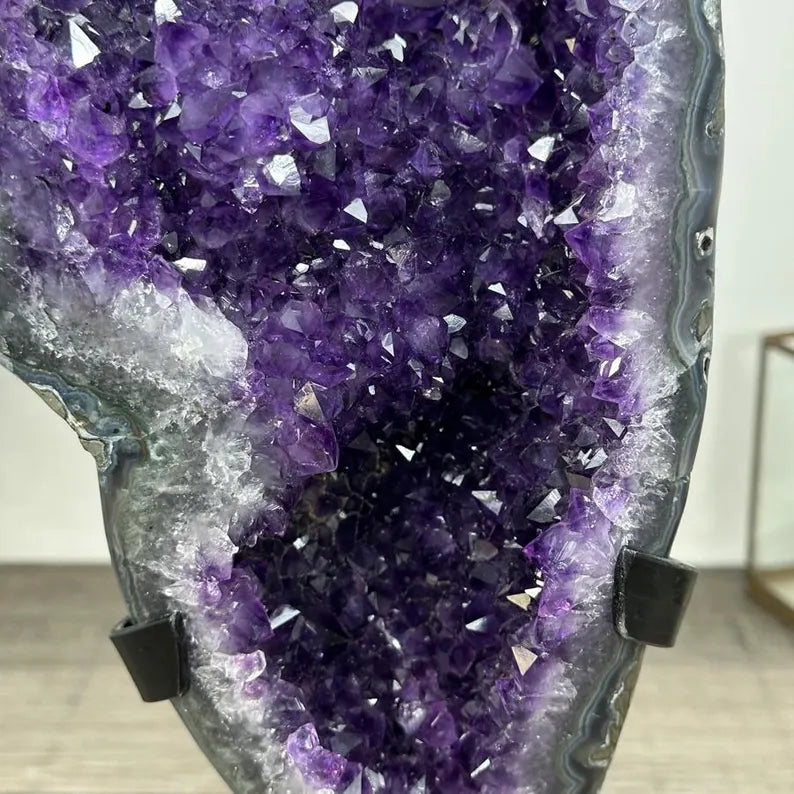 Uruguayan Amethyst Geode with agate Shell Statement Piece - MWS2962, 3 KG - 20x16cm
