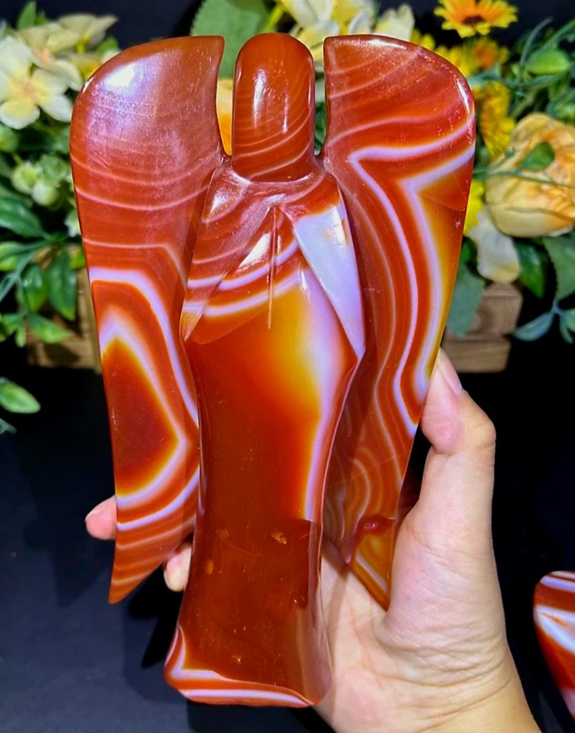 Vakker og stor XL SARDONYX Engel, ca 18 - 20cm