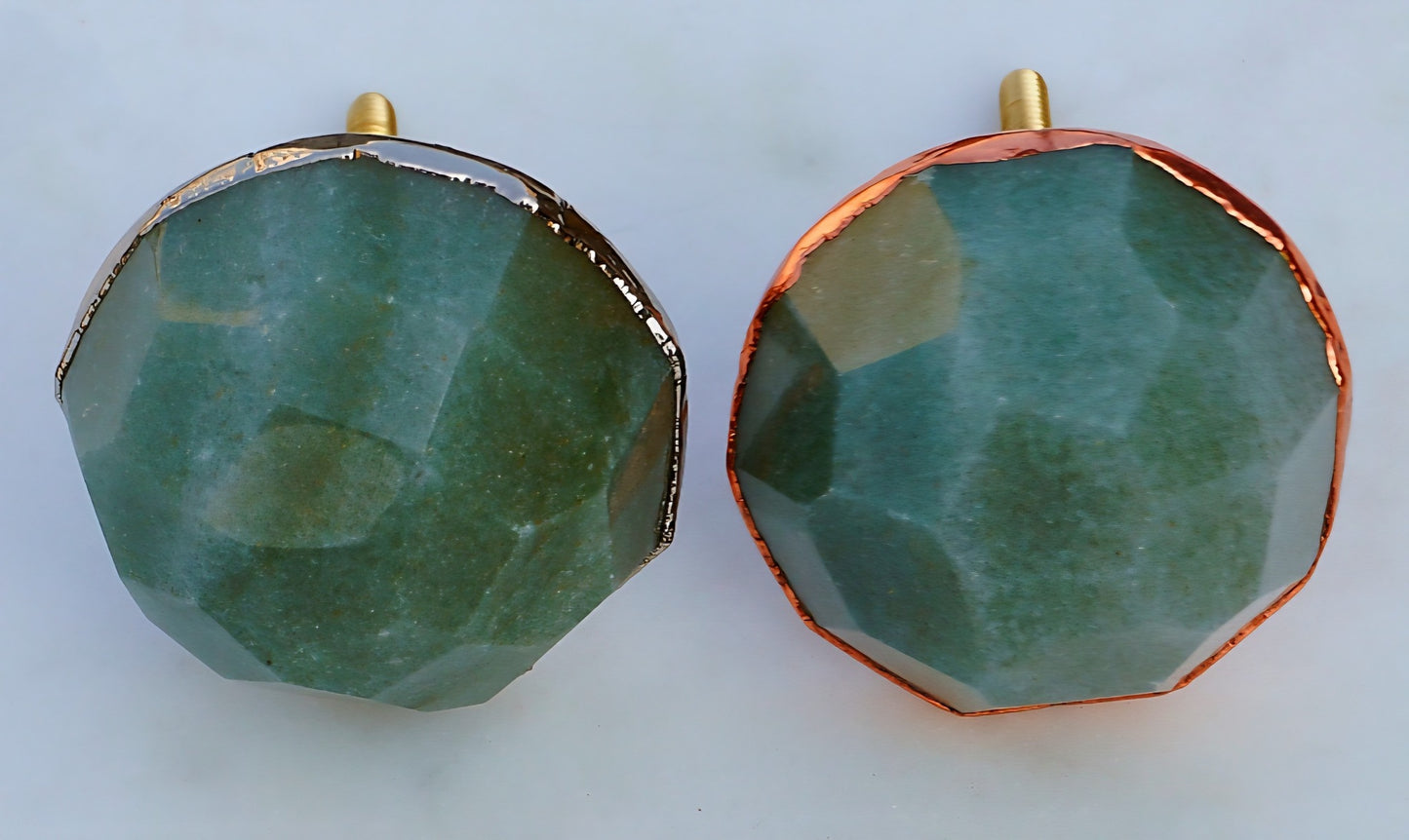 Vakre og eksklusive green Aventurine Gold Electroplated knotter , 6 pack, 50x50mm