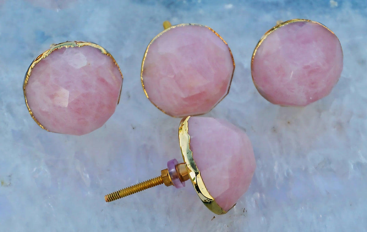 Vakre og eksklusive Rose Quartz Gold Electroplated knotter , 6 pack, 50x50mm