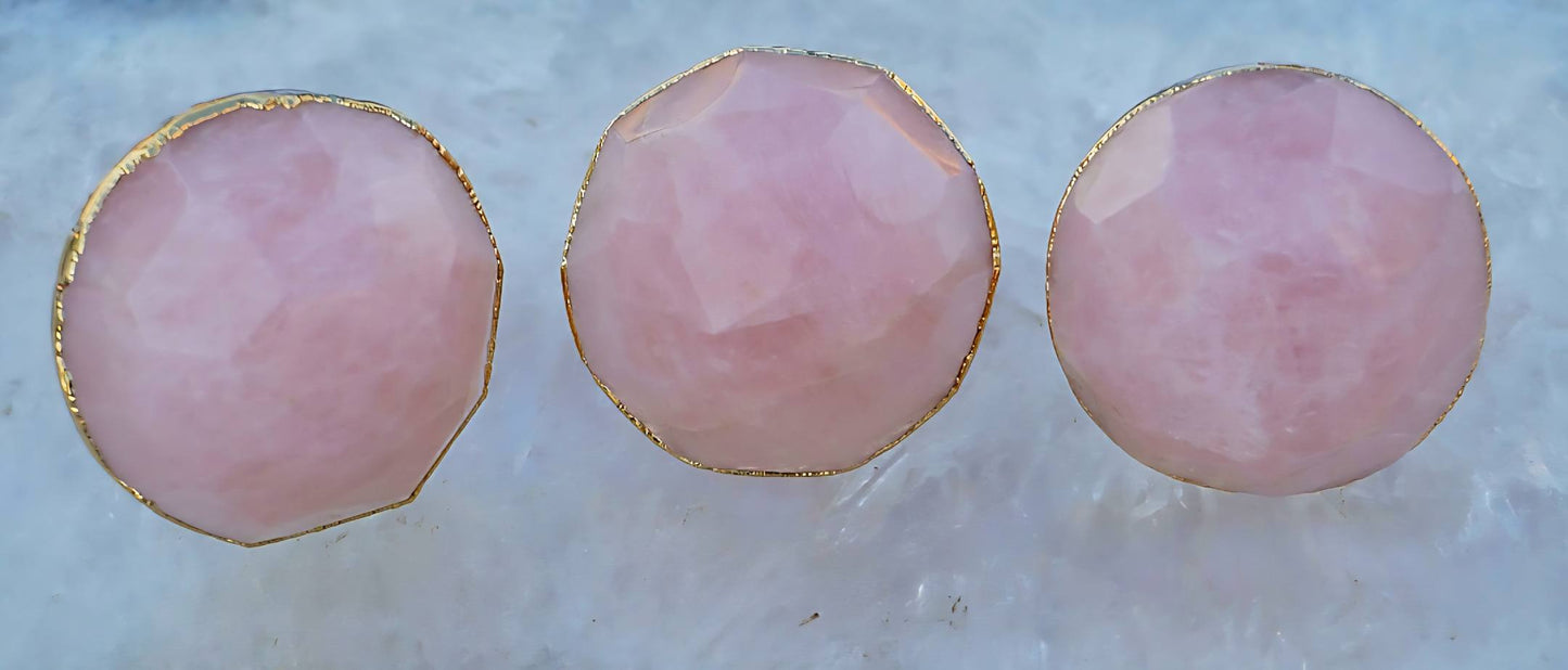 Vakre og eksklusive Rose Quartz Gold Electroplated knotter , 6 pack, 50x50mm