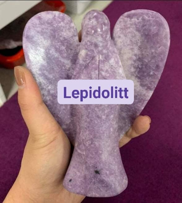 Stor og vakker Lepidolitt Engel , 15cm