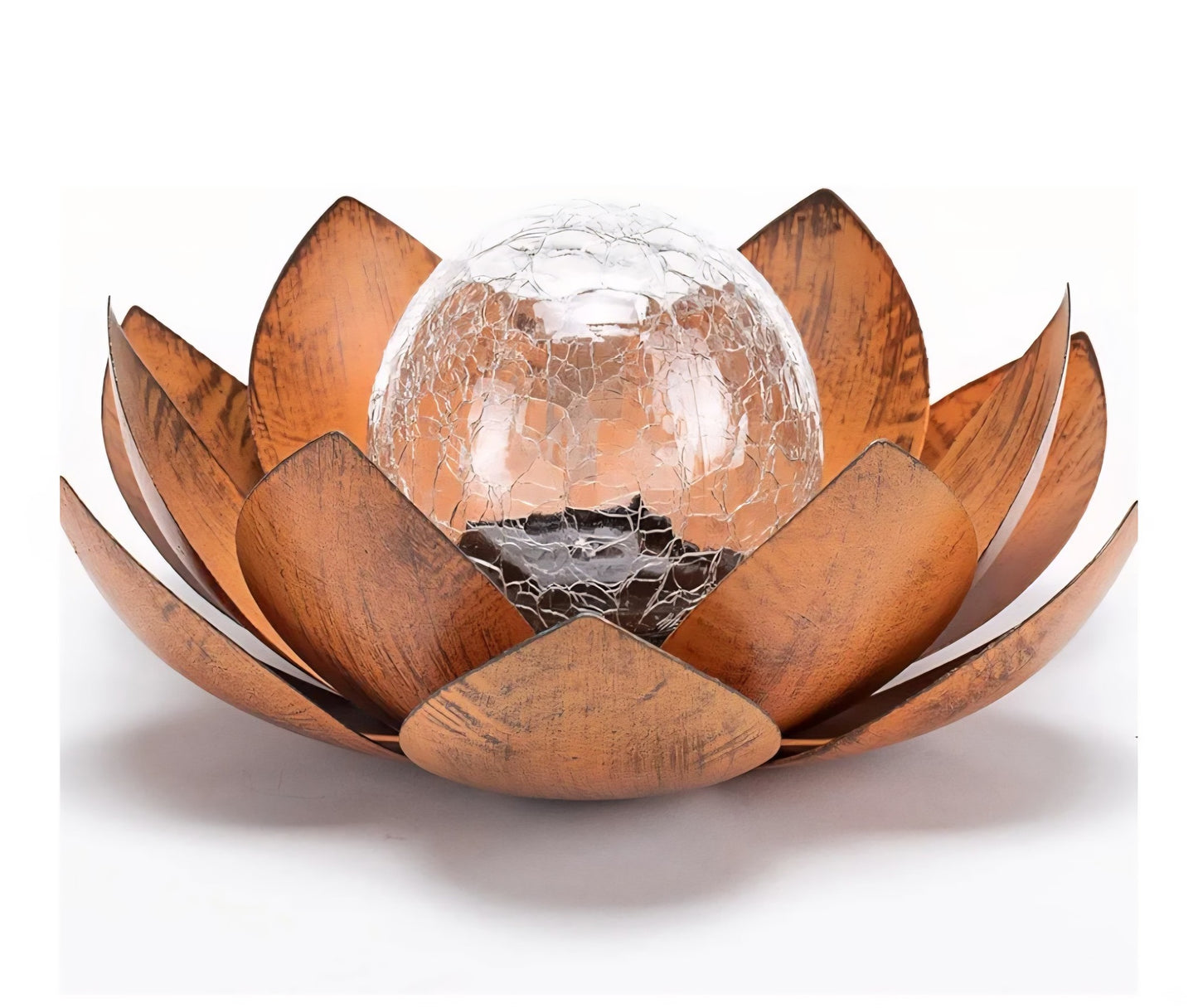 LOTUS Solar Metal Decoration Lamp w/ "Crackle Globe Glass", Purple Color - 25x25cm