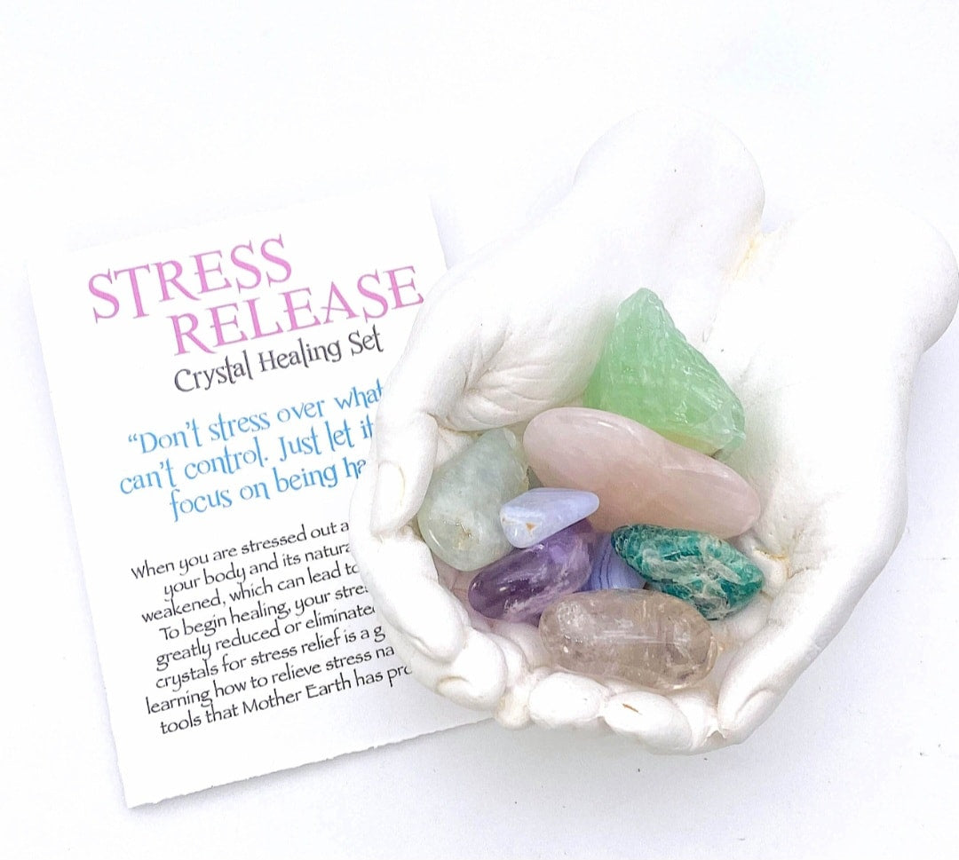 NEW MEDITATION CRYSTAL STONE HEALING SET ( 7 Stones ), STRESS RELIEFE " I will not stress over things I can’t control or change.”