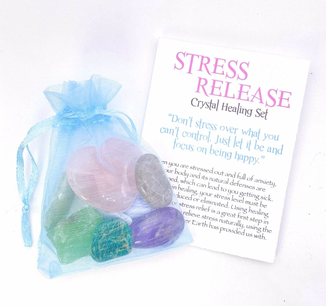 NEW MEDITATION CRYSTAL STONE HEALING SET ( 7 Stones ), STRESS RELIEFE " I will not stress over things I can’t control or change.”