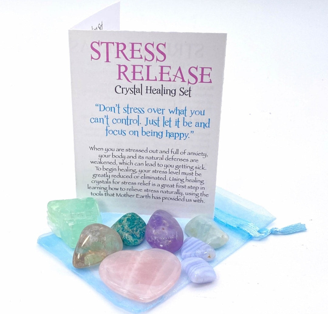 NEW MEDITATION CRYSTAL STONE HEALING SET ( 7 Stones ), STRESS RELIEFE " I will not stress over things I can’t control or change.”