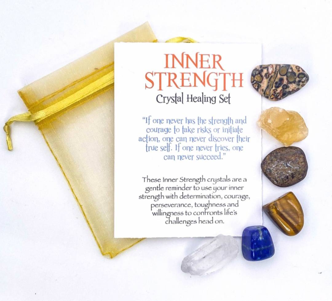 NEW MEDITATION CRYSTAL STONE HEALING SET ( 6 Stones ), INNER STRENGTH “Believe in yourself and all that you are "