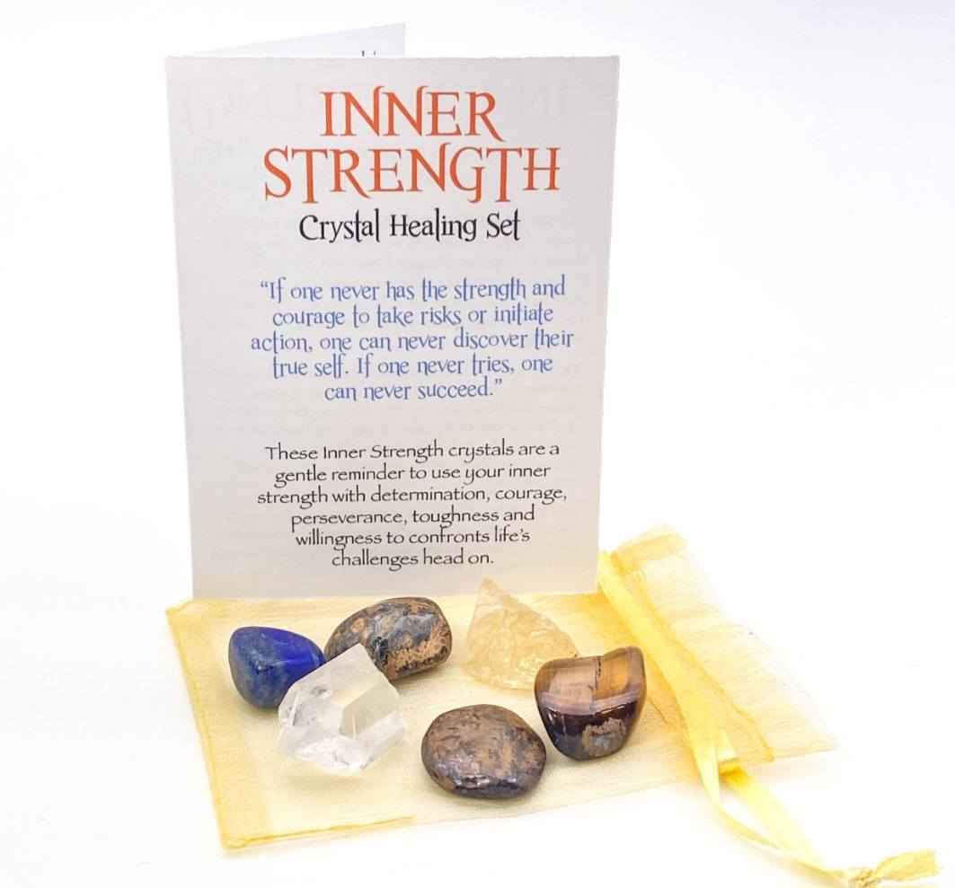 NEW MEDITATION CRYSTAL STONE HEALING SET ( 6 Stones ), INNER STRENGTH “Believe in yourself and all that you are "