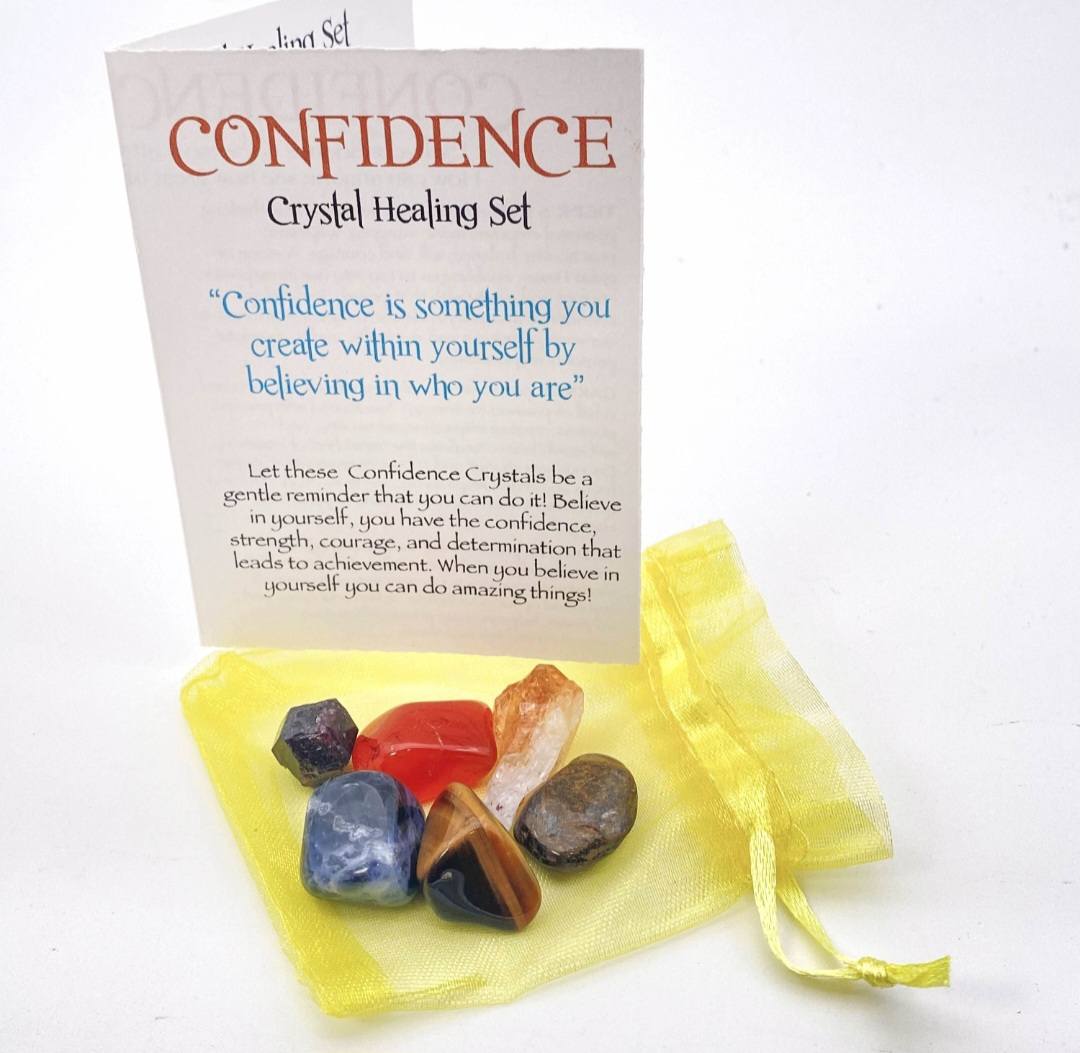 NEW MEDITATION CRYSTAL STONE HEALING SET ( 7 Stones ), “ CONDFIDENCE is something you create within yourself by believing in who you are”