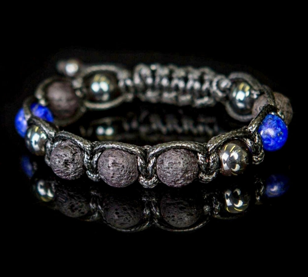 Trendy og Exclusivt Shambhala ArmbÅnd , LAVA ROCK, Lapis Lazuli , Black Matt Onyx,.Hematite unisex og justerbare