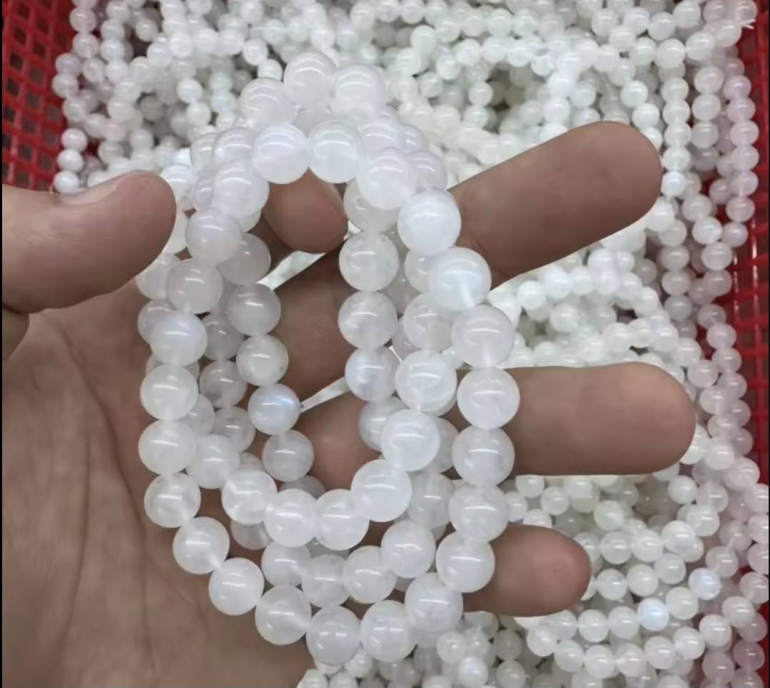 Enkelt og fleksibelt steinarmbÅnd, Hvit Moonstone