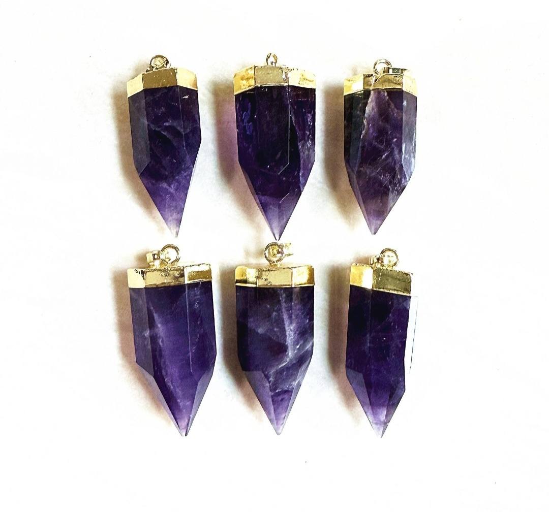 Nye, dobbelt terminert Golden Healer Quartz anheng med kjede , Gold Electroplated