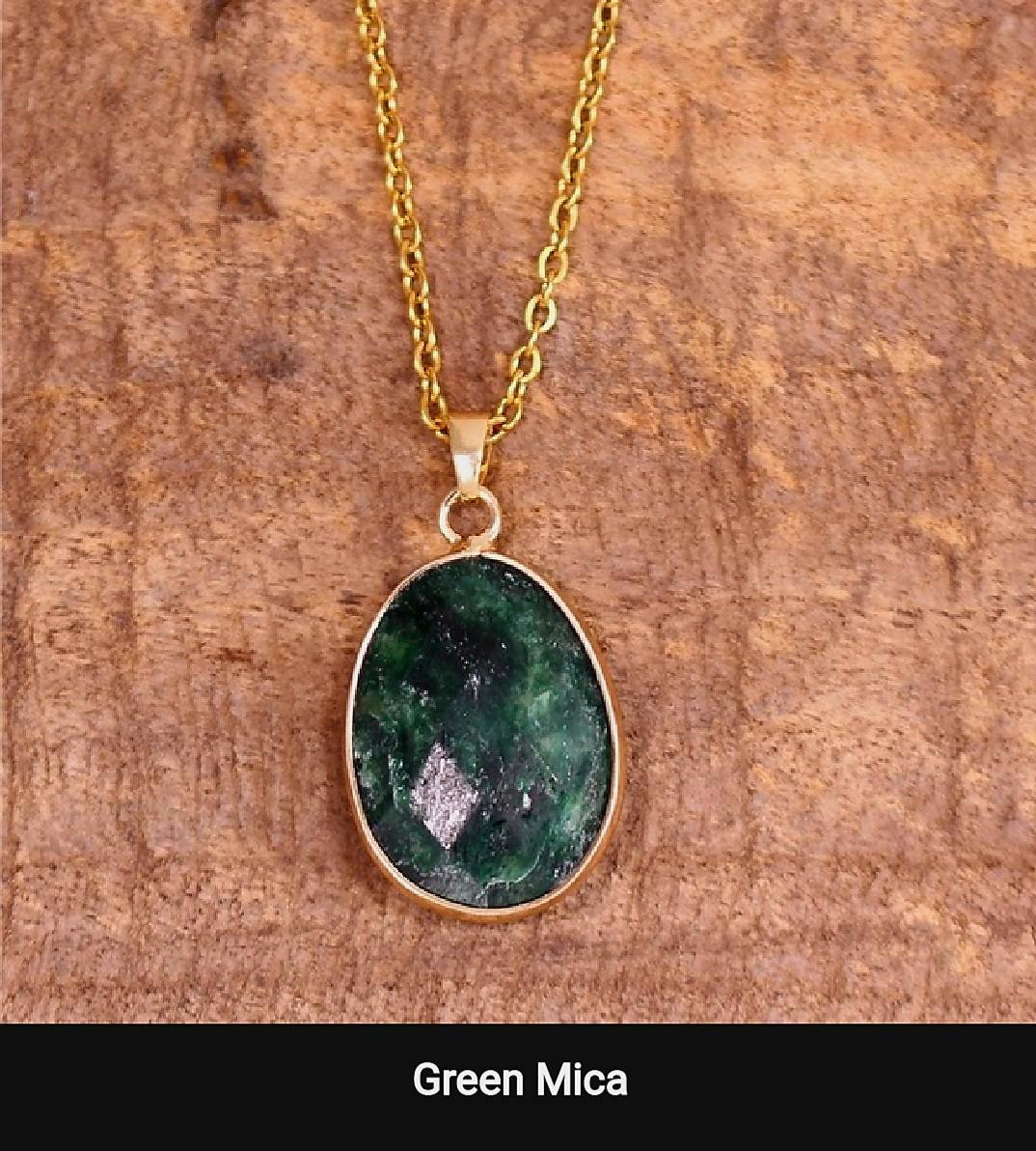 Nye MICCI Design Kjede med 23x17mm Oval Green Mica Anheng , Gold Electroplated