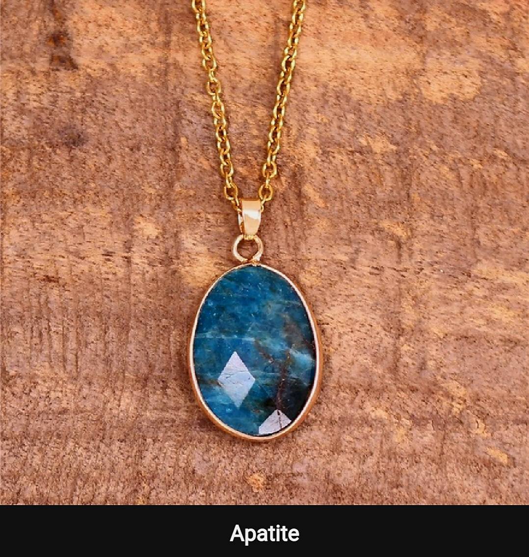 Nye MICCI Design Kjede med 23x17mm Oval Apatite Anheng , Gold Electroplated