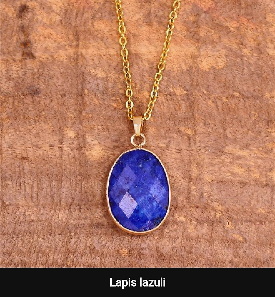 Nye MICCI Design Kjede med 23x17mm Oval Lapis Lazuli Anheng , Gold Electroplated