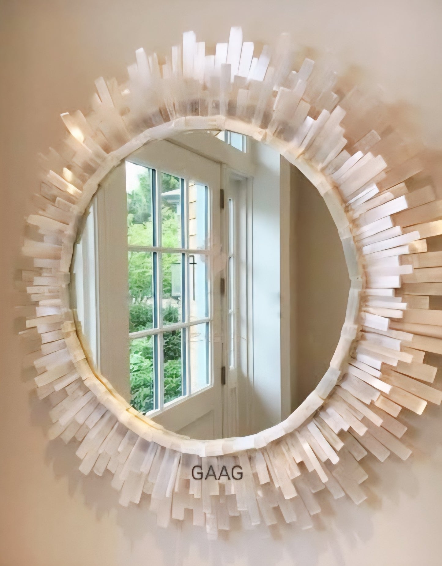 Eksklusive, håndlagede natural round Selenite Veggspeil, 45cm