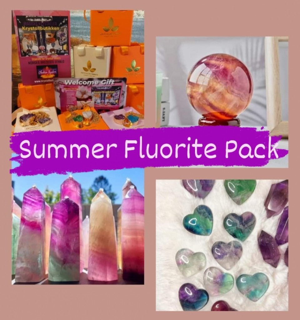 SUPERDEAL / FLUORITE WATERMELON CRYSTALPACK ( Sphere, Tower, Heart )