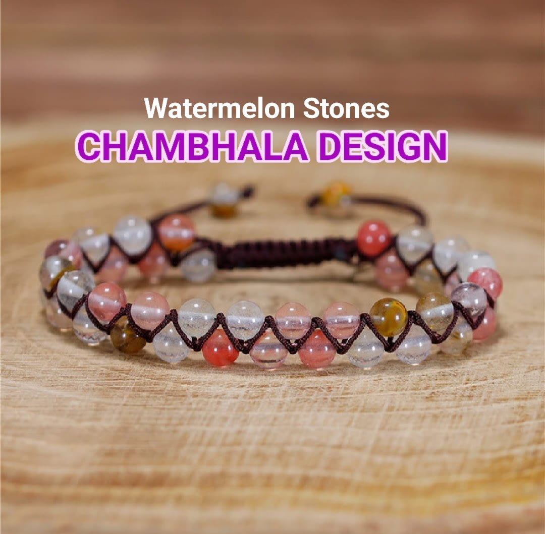 Enkle og vakre Chambhala Deluxe 2 rader Design armbånd med naturlig Watermelon sten