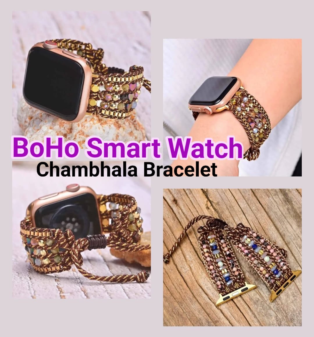 New Bohemian Smart Watch handmade Chambhala bracelets w/natural stones & decor for Apple Smartwatches